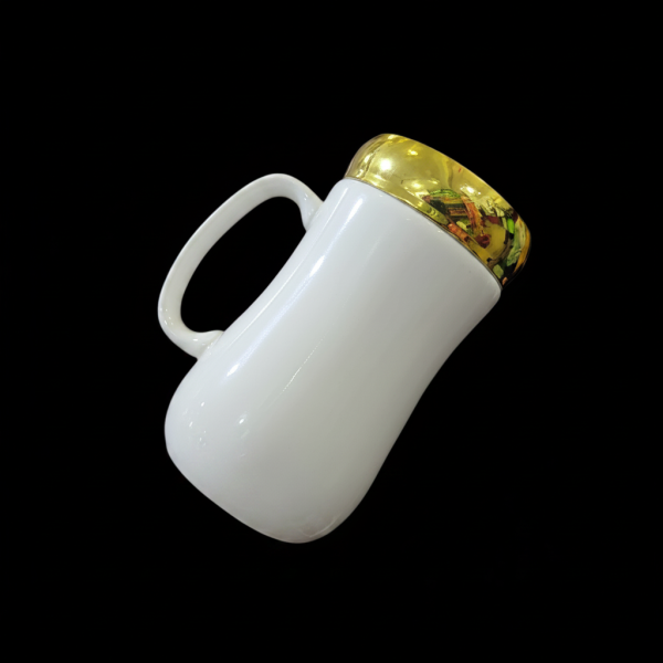 White Ceramic Mug with Gold Lid