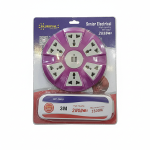 JKJ Royal 8-Way Circular Power Extension with 2 USB Ports (HY-166U)